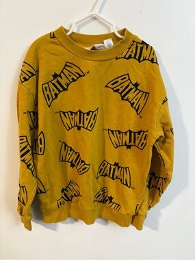 H&M X Batman All-Over Logo Crewneck Sweater in Mustard 6-8 years